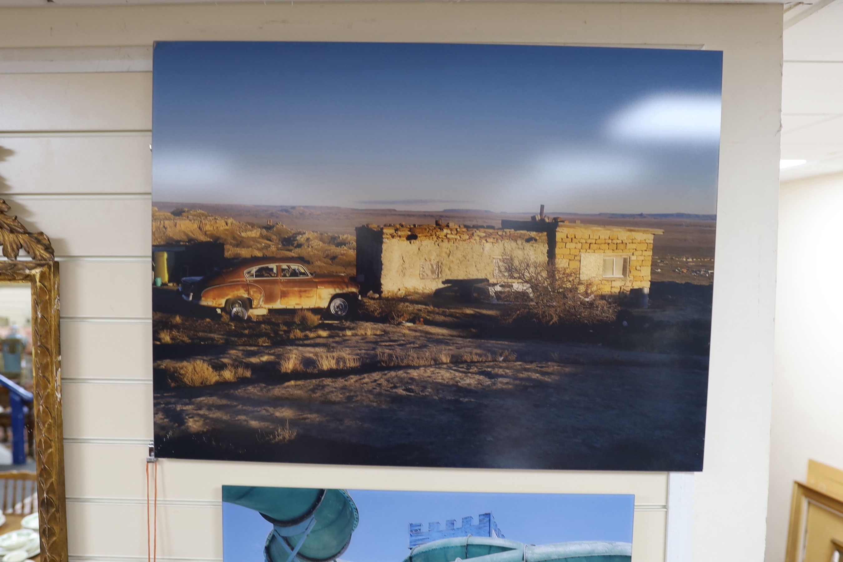 James Gooding, contemporary, two photographs, The Flume, 66 x 66cm, The Desolate Shack, 66 x 88cm, together with the Exhibition catalogue